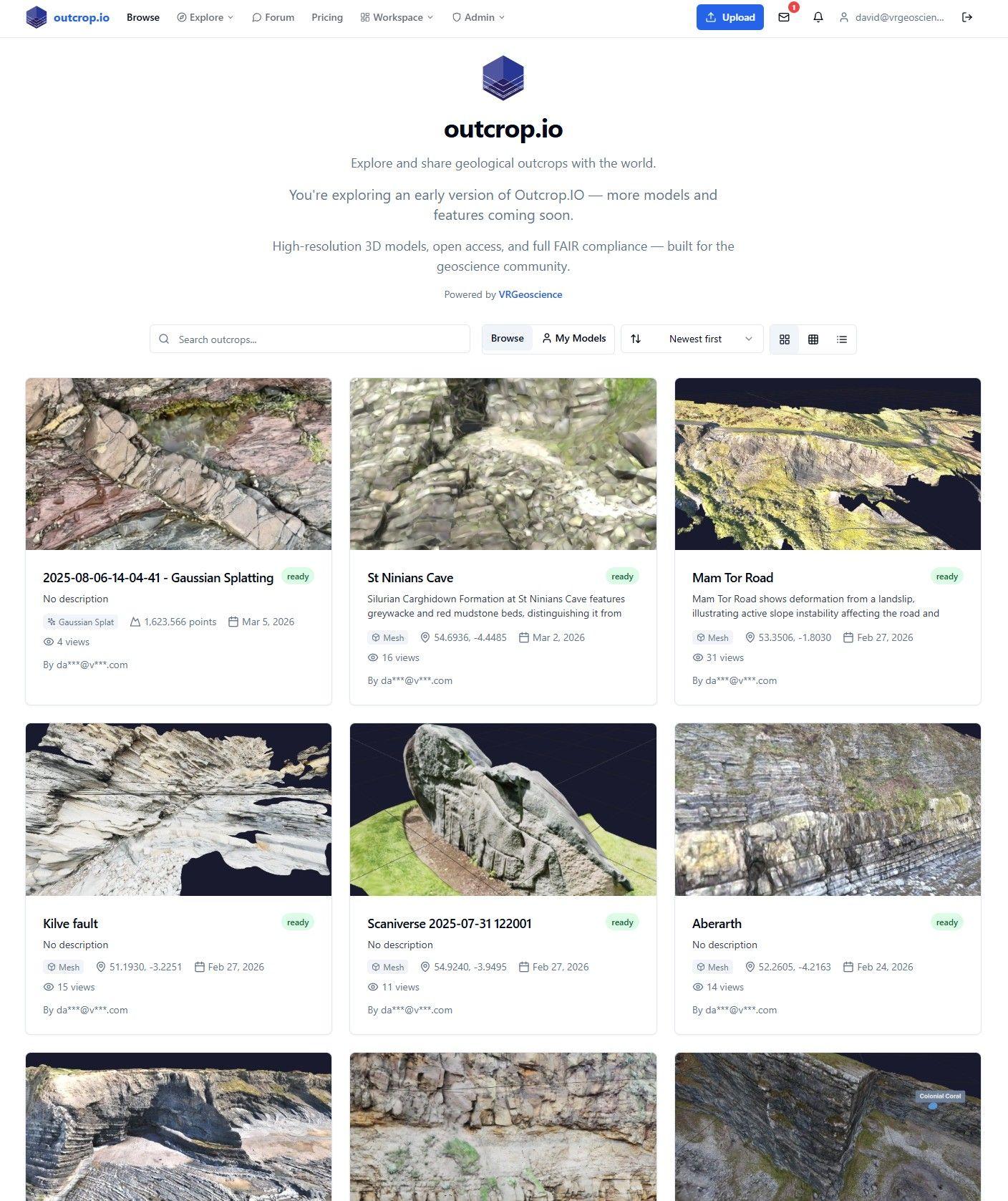 Outcrop.io: A FAIR Data Platform for Digital Outcrop Models