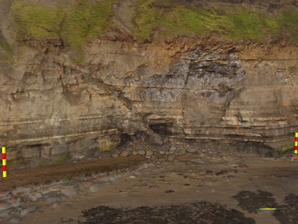 The 2017 dataset, collected using a DJI Phantom 4 drone. This part of the cliff is prone to erosion and is more weathered compared to the surroundings.